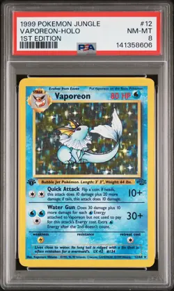 1999 POKEMON JUNGLE 1ST EDITION #12 VAPOREON-HOLO PSA 8 - Image 1