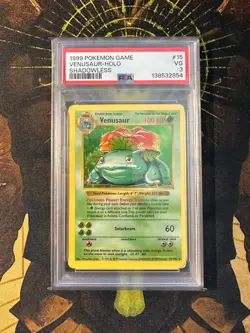 Pokemon Venusaur 15/102 Base Set Shadowless Holo Vintage PSA 3 - Image 1