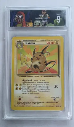 1999 Pokemon Fossil Raichu #29 top shelf grading 9 - Image 1