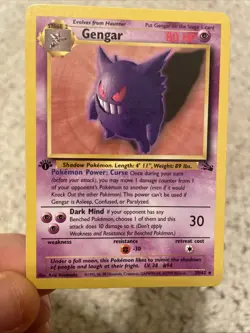Pokemon TCG Gengar Fossil 20/62 80 HP Stage 2 Rare 1999 1st Edition Regular - Image 1