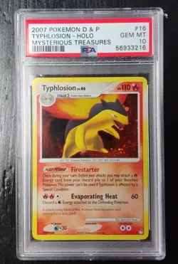 PSA 10 Pokemon Typhlosion D & P Holo Rare #16/123 Mysterious Treasures POP 11 - Image 1
