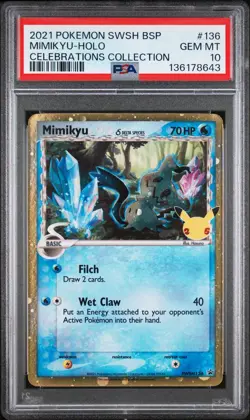 2021 POKEMON SWSH BLACK STAR PROMO CELEBRATIONS COLL #136 MIMIKYU-HOLO PSA 10 - Image 1