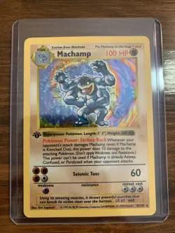 Pokemon TCG Machamp Holo 1st Edition Shadowless Base Set MP Rare Card 8/102 - Image 1