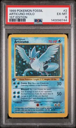 1999 POKEMON FOSSIL 1ST ED #2 ARTICUNO-HOLO PSA 6 - Image 1