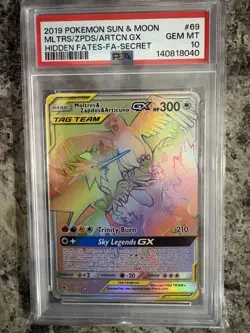 Hidden Fates Pokemon TCG Moltres Zapdos Articuno GX 69/68 Secret Rare PSA 10 - Image 1