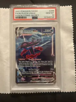 2021 POKEMON SWORD & SHIELD FUSION STRIKE SECRET FULL ART/INTELEON VMAX PSA 10 - Image 2