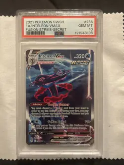 2021 POKEMON SWORD & SHIELD FUSION STRIKE SECRET FULL ART/INTELEON VMAX PSA 10 - Image 3