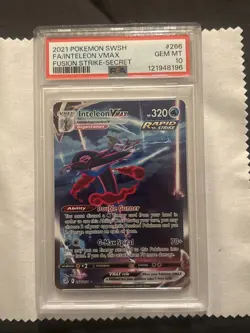 2021 POKEMON SWORD & SHIELD FUSION STRIKE SECRET FULL ART/INTELEON VMAX PSA 10 - Image 5