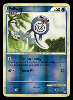 Poliwag 58/95 Reverse Holo HGSS Unleashed Pokemon Card - Image 1