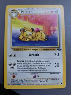 Persian 42/64 Non Holo Pokemon Card Rare TCG WOTC Jungle Set 1999 Vintage - Image 1