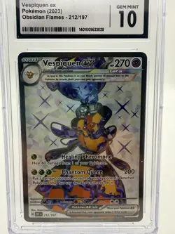 Vespiquen EX 212/197 Obsidian Flames Full Art Ultra Rare Pokemon CGC 10 GEM MINT - Image 3
