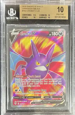 2020 POKEMON SWORD SHIELD DARKNESS ABLAZE FULL ART #182 CROBAT V BGS 10 PRISTINE - Image 1
