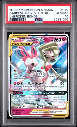 2019 POKEMON SUN & MOON UNBROKEN BONDS #130 GARDEVOIR & SYLVEON GX PSA 10 - Image 1
