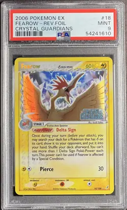 2006 Pokemon EX Crystal Guardians 18 Fearow Reverse PSA 9 Mint - Image 1