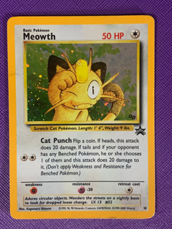 1998 Meowth Promo 10 Black Star Stamped Holo Pokemon TCG HP - Image 1