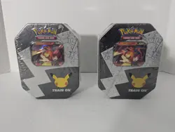 2x Pokemon TCG 25th Anniversary Celebrations Tins Lance's Charizard V New Sealed - Image 1