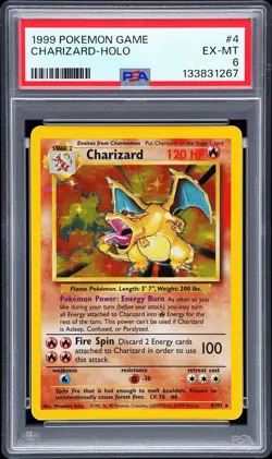 High Regrade Potential! PSA 6 Charizard Base Set Holo 4/102 Pokemon Card - Image 1