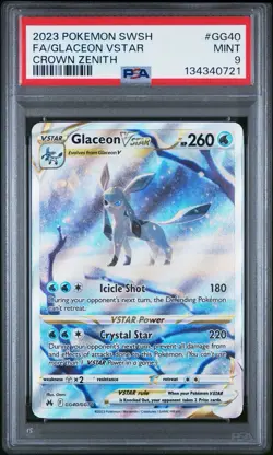 Pokemon TCG Glaceon VSTAR Full Art Crown Zenith Galarian Gallery GG40/GG70 PSA 9 - Image 1