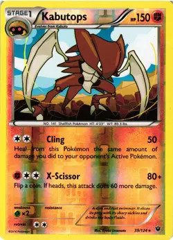 Pokemon TCG Kabutops 39/124 Fates Collide Reverse Holo LP - Image 1