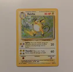 Pokemon Raichu Holo Rare Base Set 14/102 80HP Wizards 1999 English Card - Image 1
