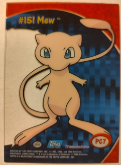 2000 TOPPS POKEMON TV ANIMATION CLEAR CARDS MEW #PC 7 - Image 2