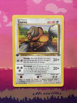 Pokemon Card Tauros Jungle 1st Edition Uncommon 47/64 Near Mint - Image 1