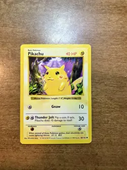 Red Cheeks Shadowless Pikachu 58/102 Basic 40 HP Common Vintage Card - Image 1