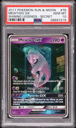 Pokemon Mewtwo GX 78/73 Shining Legends Secret Rare Holo PSA 10 - Image 1