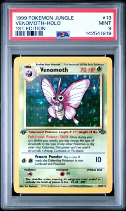 1999 POKEMON JUNGLE 1ST ED #13 VENOMOTH-HOLO PSA 9 - Image 1
