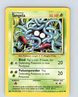 Pokemon TCG Tangela Base Set 66/102 Unlimited Regular Common Card WOTC MP - Image 1