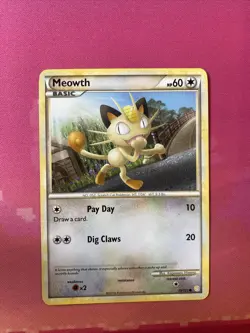 Pokemon Card Meowth HeartGold SoulSilver Common 75/123 Near Mint - Image 1