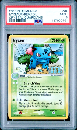 2006 POKEMON EX CRYSTAL GUARDIANS 35 IVYSAUR-REVERSE FOIL PSA 9 MINT - Image 1
