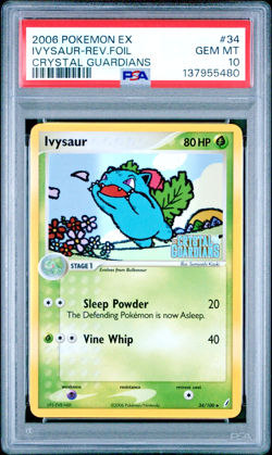 2006 POKEMON EX CRYSTAL GUARDIANS 34 IVYSAUR-REVERSE FOIL PSA 10 - Image 1