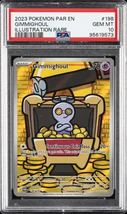 2023 POKEMON PAR EN-PARADOX RIFT ILLUSTRATION RARE #198 GIMMIGHOUL PSA 10 - Image 1