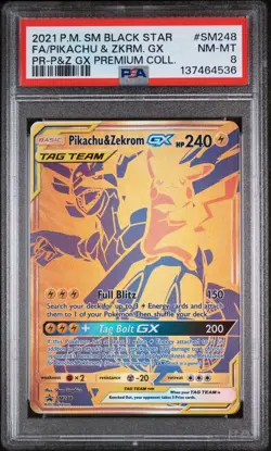 2021 POKEMON SM248 BLACK STAR PROMO | PIKACHU & ZEKROM GX | PSA 8 - Image 1