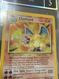1999 Pokemon Game Charizard Holo 4/102 Base Set Card Unlimited UGC 5 - Image 2