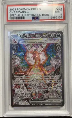 2023 POKEMON OBF EN-OBSIDIAN FLAMES SPECIAL ILLUSTRATION RARE CHARIZARD EX PSA 9 - Image 1