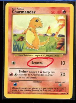 Charmander Scratch Error Misprint Base Set LP/Pl Unlimited 46/102 Pokemon - Image 3