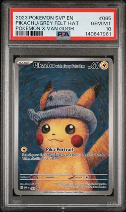 2023 POKEMON SVP EN-SV BLACK STAR PROMO #085 PIKACHU WITH GREY FELT HAT PSA 10 - Image 1