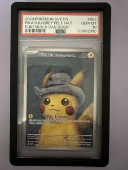 2023 POKEMON SVP EN-SV BLACK STAR PROMO #085 PIKACHU WITH GREY FELT HAT PSA 10 - Image 1