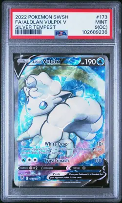 2022 POKEMON SWORD & SHIELD SILVER TEMPEST FULL ART/ALOLAN VULPIX V PSA 9 OC - Image 1