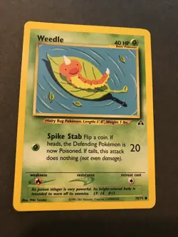 Weedle 70/75 Neo Discovery Basic Pokemon Card - Image 1