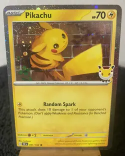 Pikachu 051/162 Pokemon Day 30th Anniversary Stamped Promo With Coin NM - Image 1