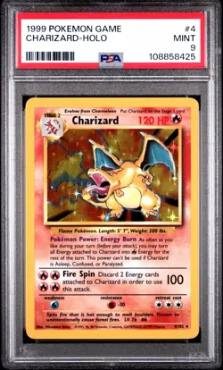 Pokemon Charizard Base Set Holo Rare PSA 9 #4/102 1999 Wizards of the Coast - Image 1