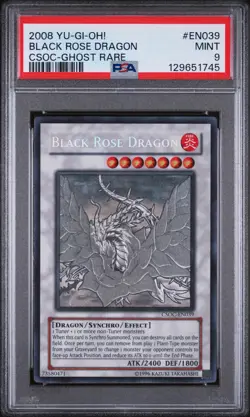 2008 YU-GI-OH! CSOC-CROSSROADS OF CHAOS GHOST RARE BLACK ROSE DRAGON PSA 9 - Image 1