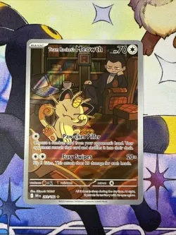 Team Rocket's Meowth 203/182 Destined Rivals Illustration Rare Pokemon Card - Image 1