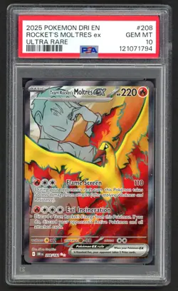 Pokemon Cards - PSA 10 Rocket's Moltres EX 208/182 - Destined Rivals - GEM MT - Image 1
