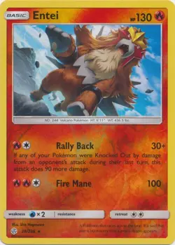 Entei 28/236 Reverse Holo Cosmic Eclipse Pokemon Card NM - Image 1