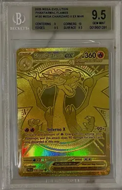 Pokemon Gold Mega Charizard X EX Phantasmal Flames Mega Hyper Rare #130 BGS 9.5 - Image 1