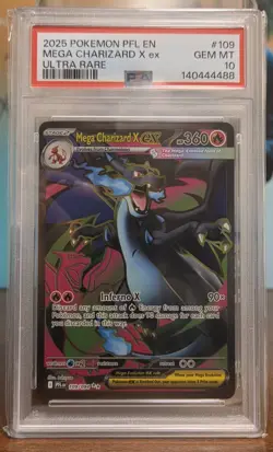 2025 Pokemon Phantasmal Flames #109 Mega Charizard X ex PSA 10 Gem Mint - Image 1